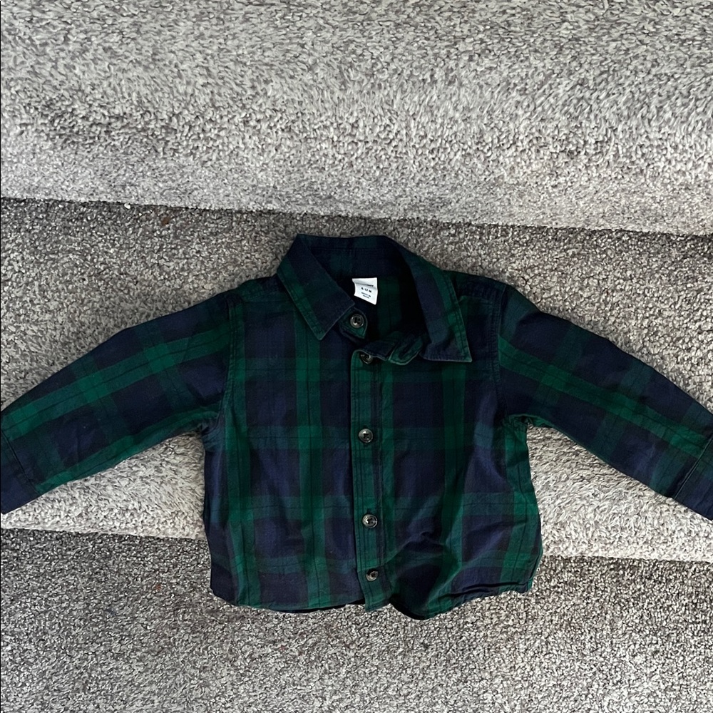 Green and Blue Plaid Flannel Shirt